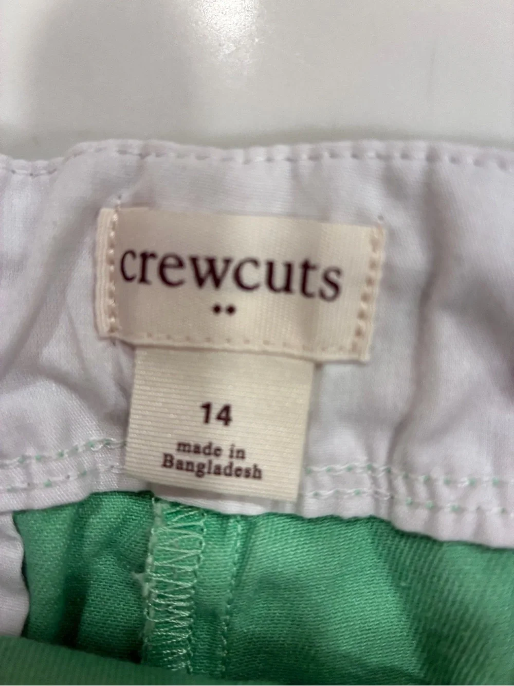 Crewcuts Mint Green High-Waist Cotton Blend Shorts